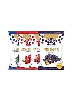 Dried Blueberries 150gm + Dried Sliced Cranberries 200gm + Dried Whole Cranberries 200gm + Dried Prunes 200gm