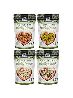 Wonderland Foods - Dry Fruits Raw California Almonds,  Raw Cashews, Raisins & Roasted Salted Pistachios Combo Pack 1Kg (250g X 4) Pouch | Daily Need Pack | High in Fiber & Boost Immunity