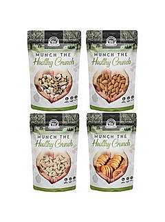 Wonderland Foods - Dry Fruits Roasted Salted Pistachios, Raw Almonds, Cashew, Anjeer | 400g (100g X 4) Pouch | High in Fiber & Boost Immunity