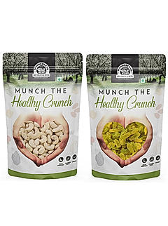 Wonderland Foods - Dry Fruits Premium Raw Cashews & Green Raisins | 1Kg (500g X 2) Pouch | High in Fiber & Boost Immunity
