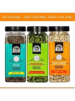 Roasted Seeds Combo Chia Seeds, Pumpkin Seeds , Sunflower Seeds 600g (3 x 200g)