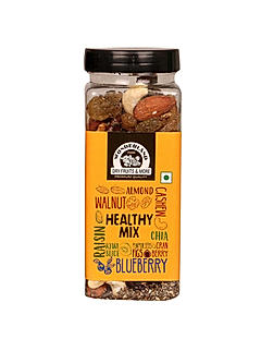 Wonderland Foods - Healthy Mix 200g Re-Useable Jar | 10 in 1 Trail Mixes | Cranberries, Blueberries, Chia Seeds, Pumpkin Seeds, Figs, Dried Kiwi, Almonds, Cashews, Raisins, Walnut Kernels