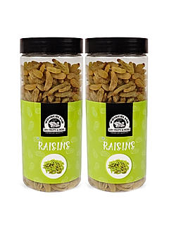 Wonderland Foods - Plain Green Raisin (Kishmish) Dried Grapes 1Kg (500g X 2) Jar Re-Usable Jar | Healthy Nutritious & Delicious | Rich in Iron & Vitamin B | Healthy Sweet Treats