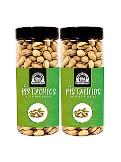 Wonderland Foods - Premium California Roasted & Salted Pistachios 1Kg (500g X 2) Re-Usable Jar | Gluten & GMO Free | Super Crunchy, Delicious & Healthy Nuts