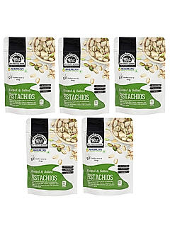 Wonderland Foods - Premium California Roasted & Salted Pistachios 1Kg (200g X 5) Zipper Pouch | Gluten & GMO Free | Super Crunchy, Delicious & Healthy Nuts