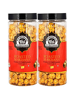 Wonderland Foods - Roasted & Flavoured Makhana (Foxnut) 200g (100g X 2) Cheese & Chilli Re-Usable Jar | Healthy Snack | Gluten Free |  Zero Trans Fat