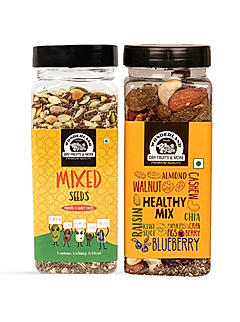 Wonderland Foods - Roasted Mix Seeds & Healthy Mix 400g (200g X 2 Combo) Re-Usable Jar | Healthy Immunity Booster