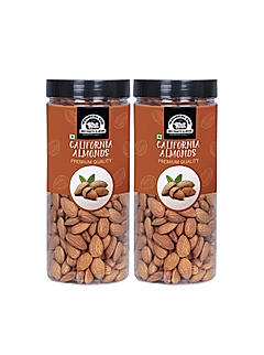 Wonderland Foods - Natural Raw Hand Picked Bold Premium California Almonds 1Kg (500g X 2) Re-Usable Jar Pack | Badam Giri | Nutritious & Delicious High in Fiber & Boost Immunity | Real Nuts | Gluten Free