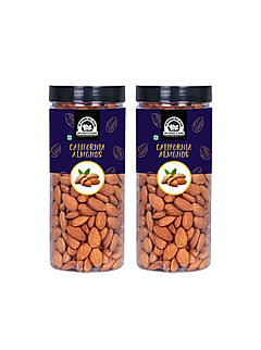 Wonderland Foods - Natural Raw Premium California Almonds 1Kg (500g X 2) Re-Usable Jar Pack | Badam Giri | Nutritious & Delicious High in Fiber & Boost Immunity | Real Nuts | Gluten Free