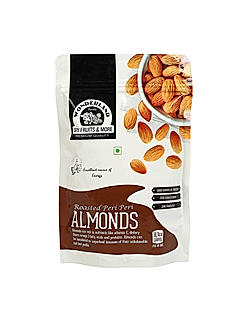 Wonderland Foods - Roasted & Flavoured with Peri-Peri Seasoning California Almonds 200g Zipper Pouch Pack | Badam Giri | Nutritious & Delicious High in Fiber & Boost Immunity | Real Nuts | Gluten Free
