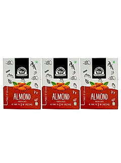 Wonderland Foods - Roasted & Salted California Almonds 600g (200g X 3) Box Pack | Badam Giri | Nutritious & Delicious High in Fiber & Boost Immunity | Real Nuts | Gluten Free