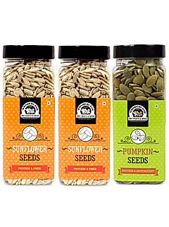 Wonderland Foods - Healthy & Tasty Lightly Roasted Pumpkin Seeds 200g & SunFlower Seeds Combo 400g (200g X 2) Jar | Seeds for Eating | Immunity Booster Diet | Protein and Rich in Fibre