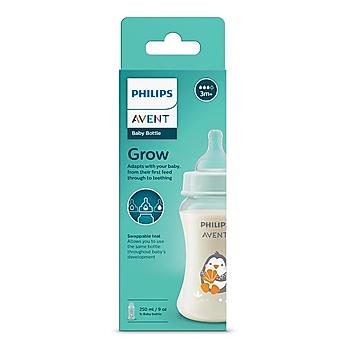 Avent- Grow Anti Colic Feeding Bottle for Babies aged 3 month and above | 250ml | Pack of 1 | BPA Free | SCF061/01