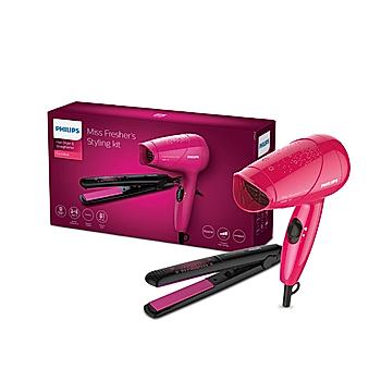 Miss Fresher's Straightener&Dryer Combo Kit- | For Everyday MultiStyling  | 1000 Watts |  HP8643/46