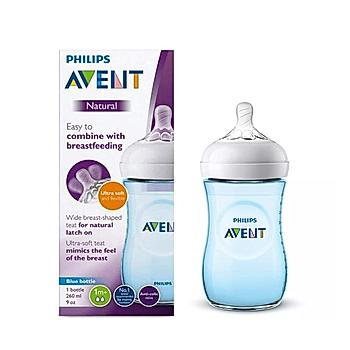 Avent Natural Bottle - | Ideal for 1 Month+ | Slow Flow | BPA Free | Blue Color| 260ml SCF035/10