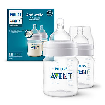 Avent- Anti Colic Feeding Bottles for Newborn Babies | 125ml | Pack of 2 | BPA Free |Newborn Flow Rate | Secure Latch| SCY100/20