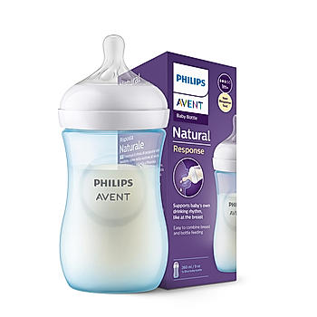 Avent Natural Response Feeding Bottle- | Blue | 260ml | BPA Free | for Babies aged 1 month and above | SCY903/21