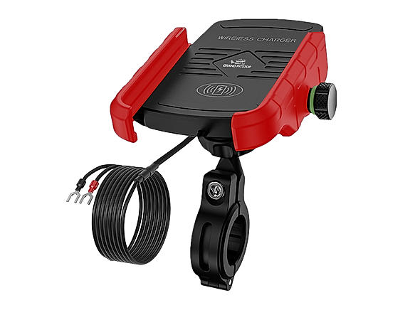 Jaw Grip Mobile Holder with 15W Wireless Charger - Red