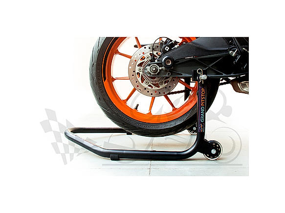 Non-Dismantable Standard Rear Paddock Stand with Skate Wheels - Black - (Bike Wt upto: 250 kgs)