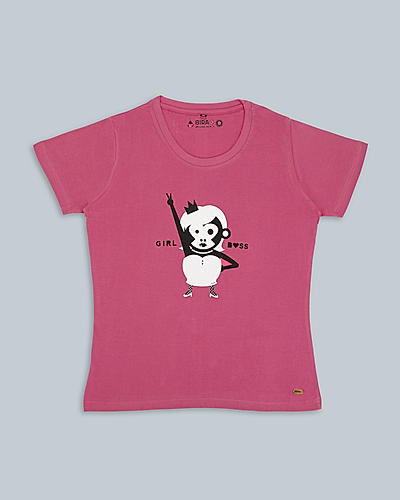 Girl Boss Slogan T-shirt - Dark Pink