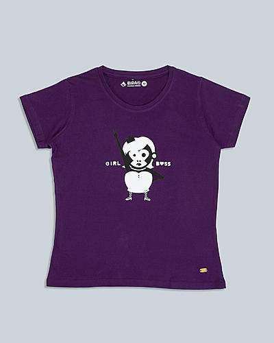 Girl Boss Slogan T-shirt - Purple
