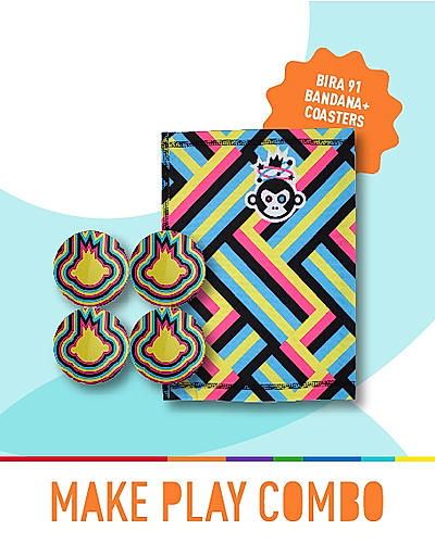 Boom Dizzy Monkey Illustration Multicolour Bandana & Exploding Monkey Transparent Coasters