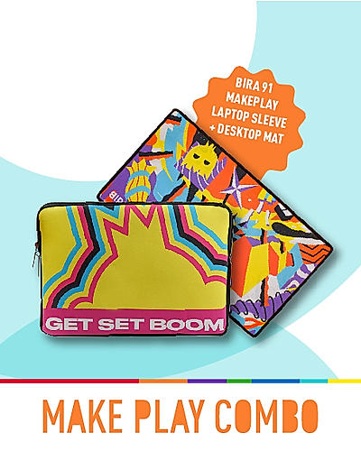 get Set Boom Laptop Sleeve-Yellow & Makeplay Desktop Mat