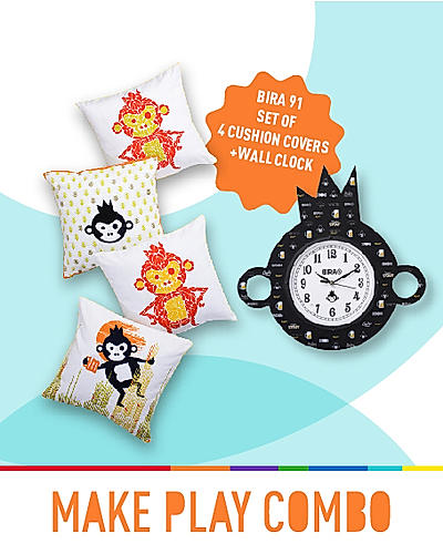 Gold Cushion Covers-Set of 4 & Wall Clock
