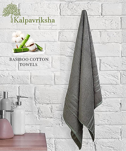 Kalpavriksha 100% Organic Cotton 550 GSM Soft & Fluffy Grey Bath Towel