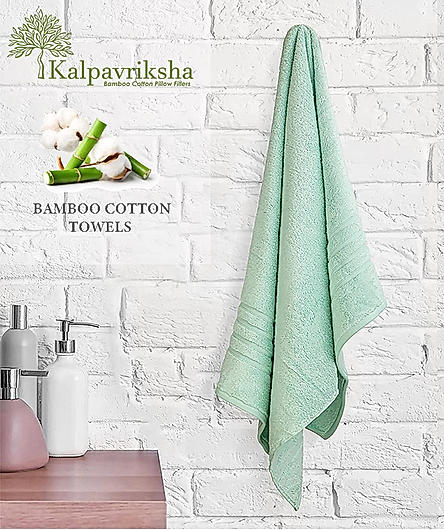 Kalpavriksha 100% Organic Cotton 550 GSM Soft & Fluffy Green Bath Towel