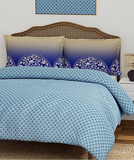 Heritage Walk Super Fine 100% Egyptian Cotton 200 TC King Ethnic Print King Bedsheet with 2 Pillow Covers