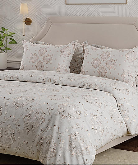 Luxe Loom Super Fine Quality 100% Cotton 600 TC Satin Weave Off White King Bedsheet with 4 Pillow Covers