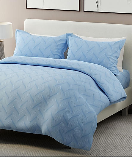 Radiance 825 TC Cotton Polyester Blended Fabric Blue King Bedsheet with 2 Pillow Covers
