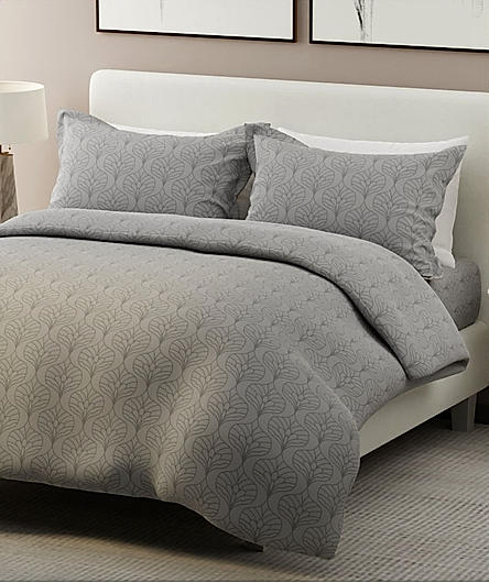 Radiance 825 TC Cotton Polyester Blended Fabric Satin Weave Grey King Bedsheet with 2 Pillow Covers