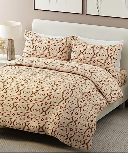 Alpha Geo Valatia 100% Cotton 200 TC Plain Weave Ethnic Print King Bedsheet with 2 Pillow Covers