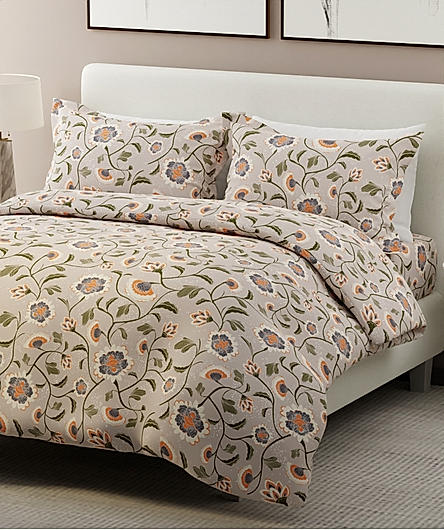 Siesta 100% Cotton 200 TC Floral Print King Bedsheet with 2 Pillow Covers