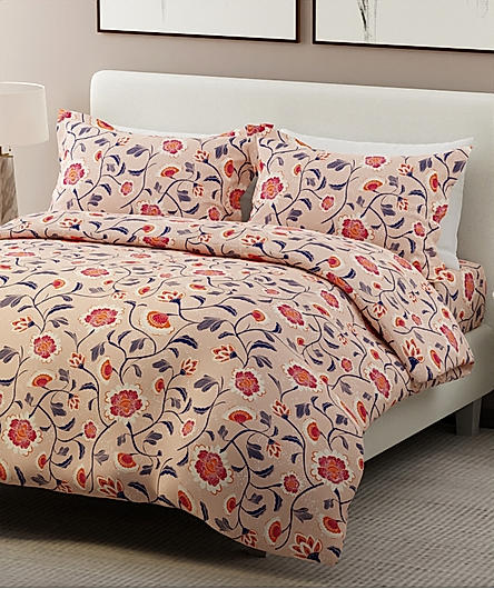 Siesta 100% Cotton 200 TC Floral Print King Bedsheet with 2 Pillow Covers