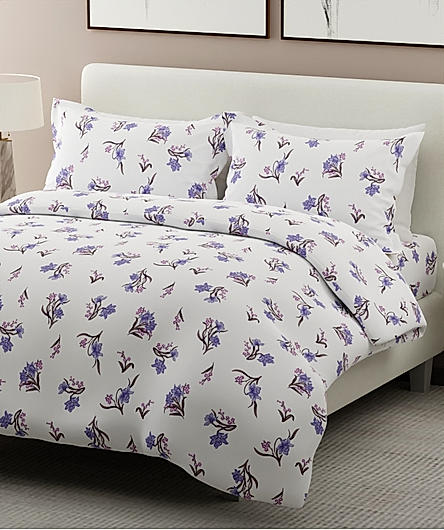 Nature Bouquet 100% Cotton 300 TC Floral Print Scented King Bedsheet with 2 Pillow Covers (Lavender Fragrance)