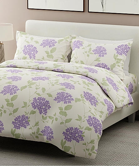 Nature Bouquet 100% Cotton 300 TC Printed Scented King Bedsheet with 2 Pillow Covers (Lavender Fragrance)