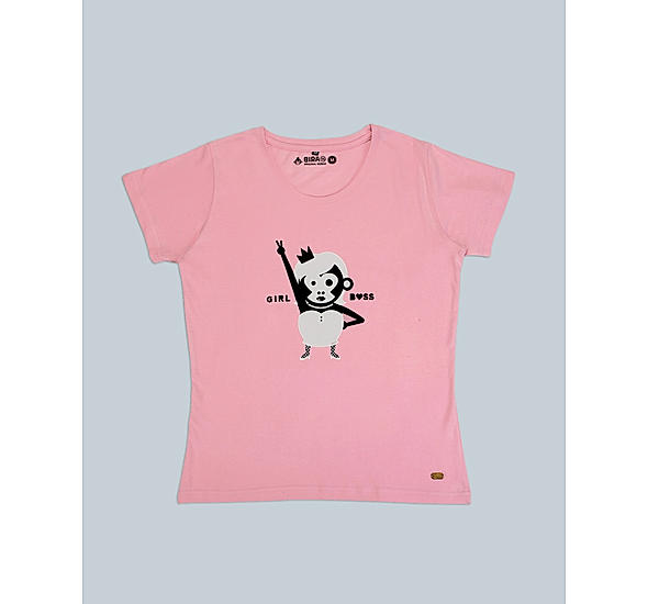 Girl Boss Slogan T-shirt - Light Pink