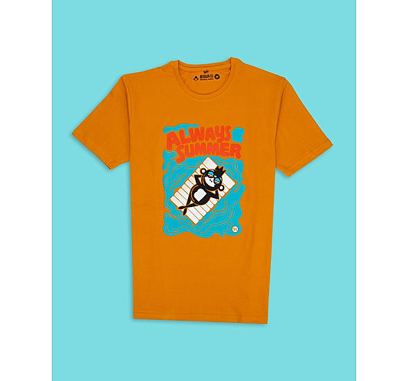 Always Summer Floating Monkey Illustration T-Shirt - Yellow