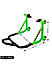 Dismantable Rear Paddock Stand with Skate Wheels - Black + Green - (Bike Wt upto: 450 kgs)