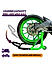 Dismantable Rear Paddock Stand with Skate Wheels - Black + Green - (Bike Wt upto: 450 kgs)