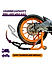 Dismantable Rear Paddock Stand with Skate Wheels - Black + Orange - (Bike Wt upto: 450 kgs)