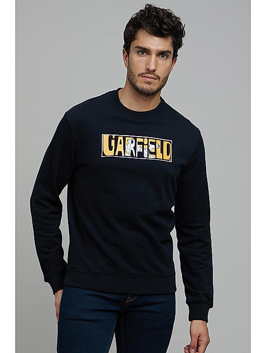 Celio Garfield Black Long Sleeves Round Neck Sweatshirt
