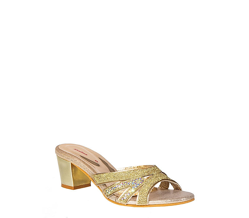 Khadim Gold Mule Heel Sandal for Women