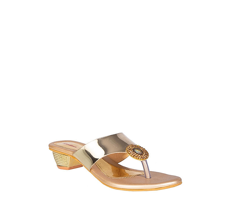 Khadim's Women Gold Casual Slip-On Sandal