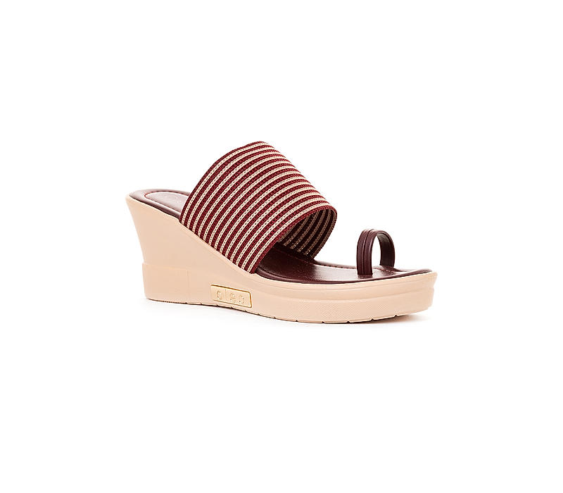 Cleo Maroon Heel Slip On Sandal for Women