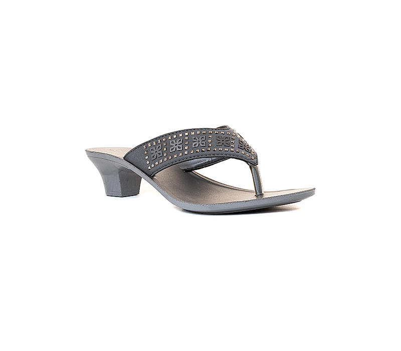 KHADIM Grey French Heel Slip On Sandal for Women (5260722)