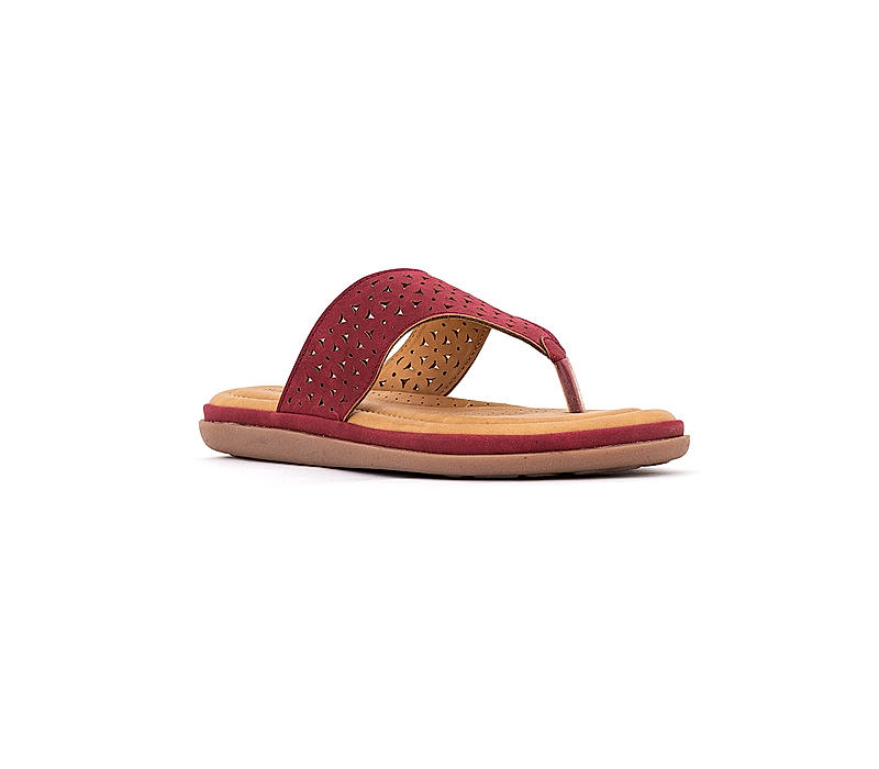 Softouch Maroon Flat Slip On Sandal for Women